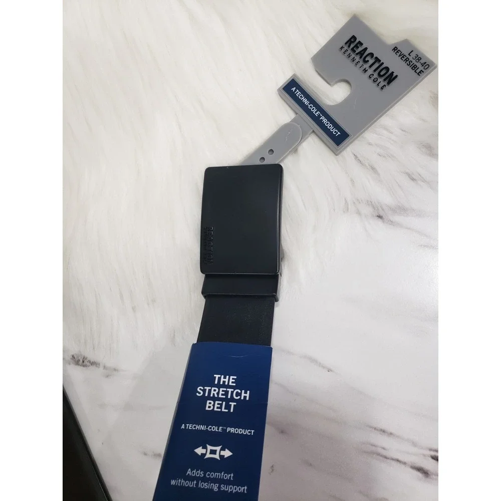 Kenneth Cole Reaction Men's Reversible Stretch Belt Black Brown Large 38-40 NWT‎